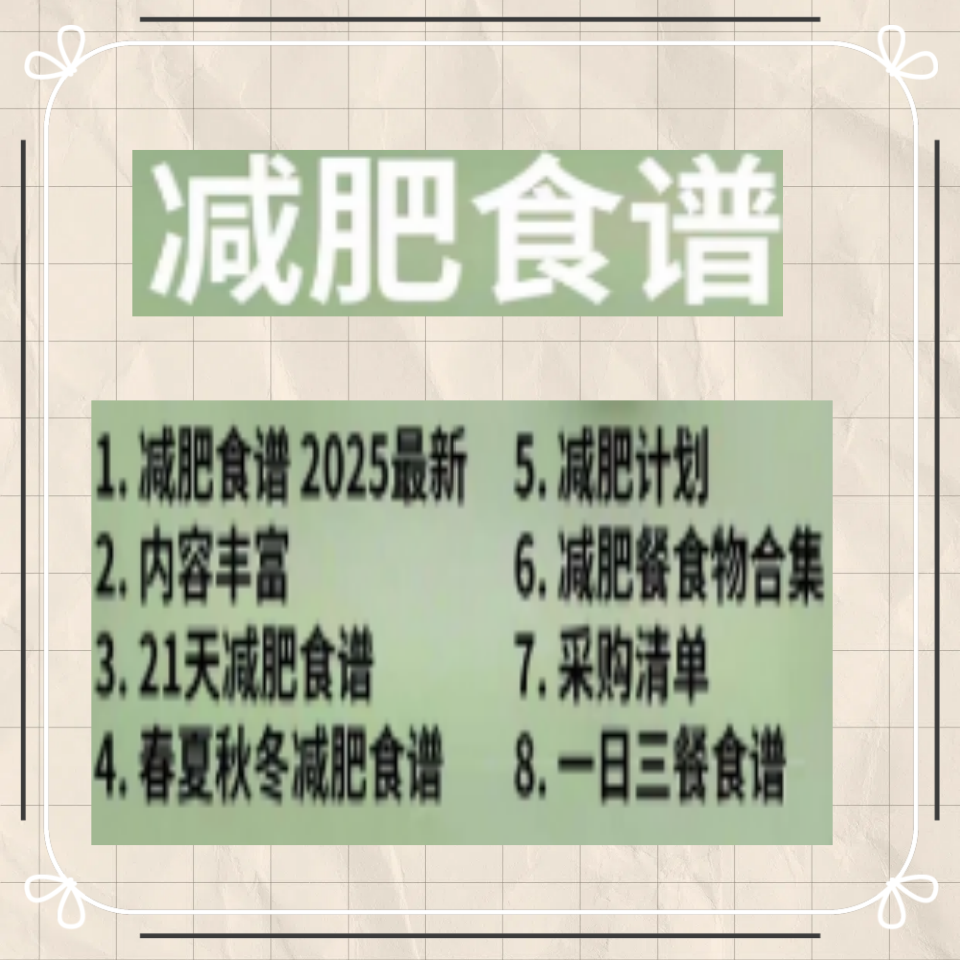 减肥食谱餐电子版一日三餐健康科学瘦身方案视频素材配餐计划