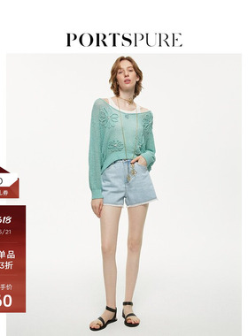 PORTSPURE女装夏季减龄时尚牛仔短裤RT8P208SDC027