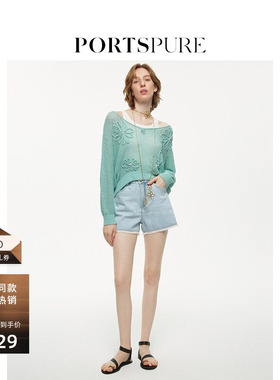 PORTSPURE女装夏季减龄时尚牛仔短裤RT8P208SDC027