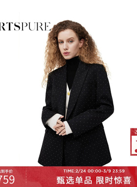 宝姿PORTSPURE女装时尚黑色波点满钻纽扣收腰西装RT9J044UFQ031