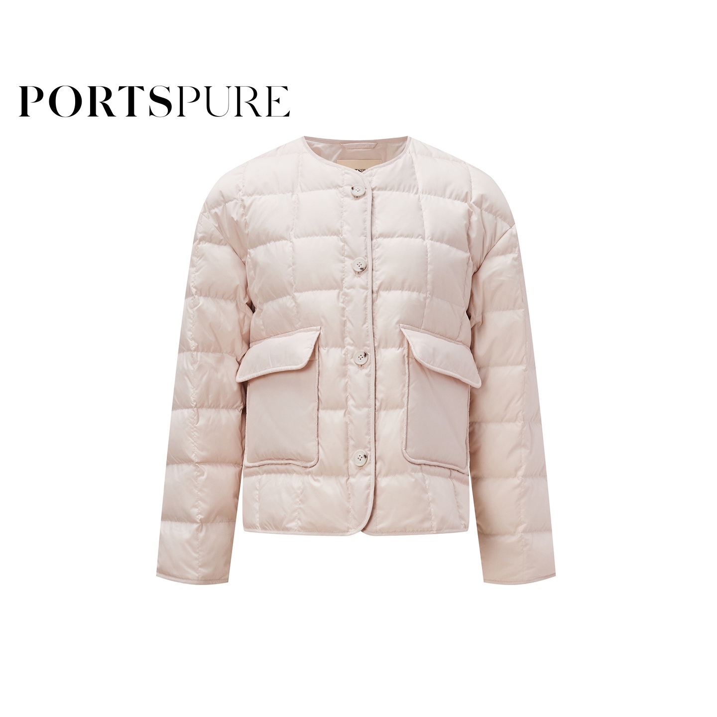 【博主同款】宝姿PORTSPURE女装方格圆领落肩羽绒服RT9U211GWP23