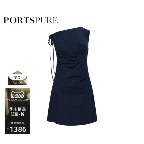 宝姿PORTSPURE不对称无袖连衣裙