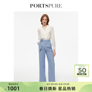 宝姿PORTSPURE女装 波点扣带气质通勤休闲裤 长裤 RT3P004TFC144 时尚