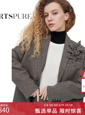 宝姿PORTSPURE女装复古格纹立体花西装RT9J038RWW074