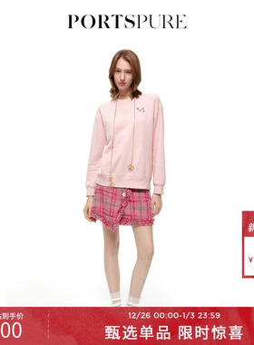 【博主同款】宝姿PORTSPURE女装百搭简约刺绣休闲长袖卫衣