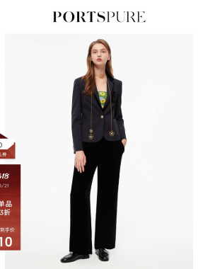 宝姿PORTSPURE女装简约通勤绵羊毛舒适休闲修身西服RT3J036TWF100