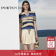 宝姿PORTSPURE女装 套头毛衫 2026早春新品 波浪条纹V领POLO短袖