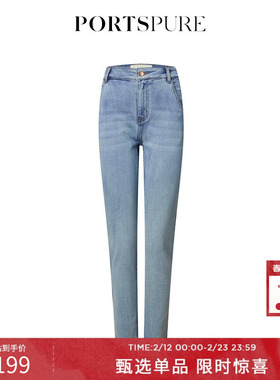 宝姿PORTSPURE女装夏季休闲复古水洗显瘦小脚牛仔裤RT3P204RDD028