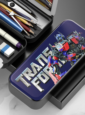 男款变形金刚文具盒多功能小学生儿童幼儿园男孩酷铅笔盒韩男童男生笔袋一年级高级网红自动玩具盒2021年新款
