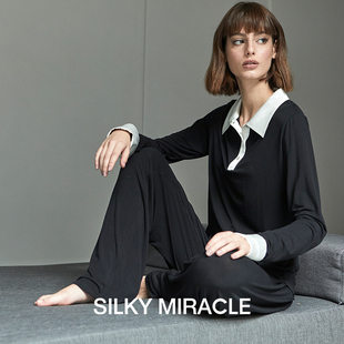 薄款 MIRACLE莫代尔真丝睡衣SKIN女士家居服打底松弛感套装 SILKY