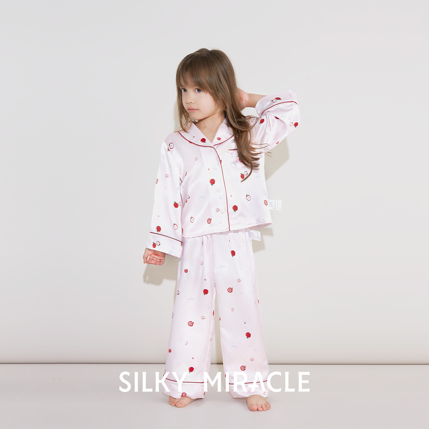 SILKYMIRACLE儿童苹果真丝睡衣