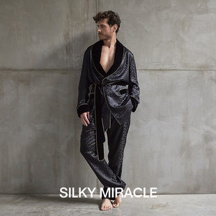 SILKY 丝绒睡袍豹纹DUKE真丝绗缝家居服新款 睡衣 MIRACLE男士