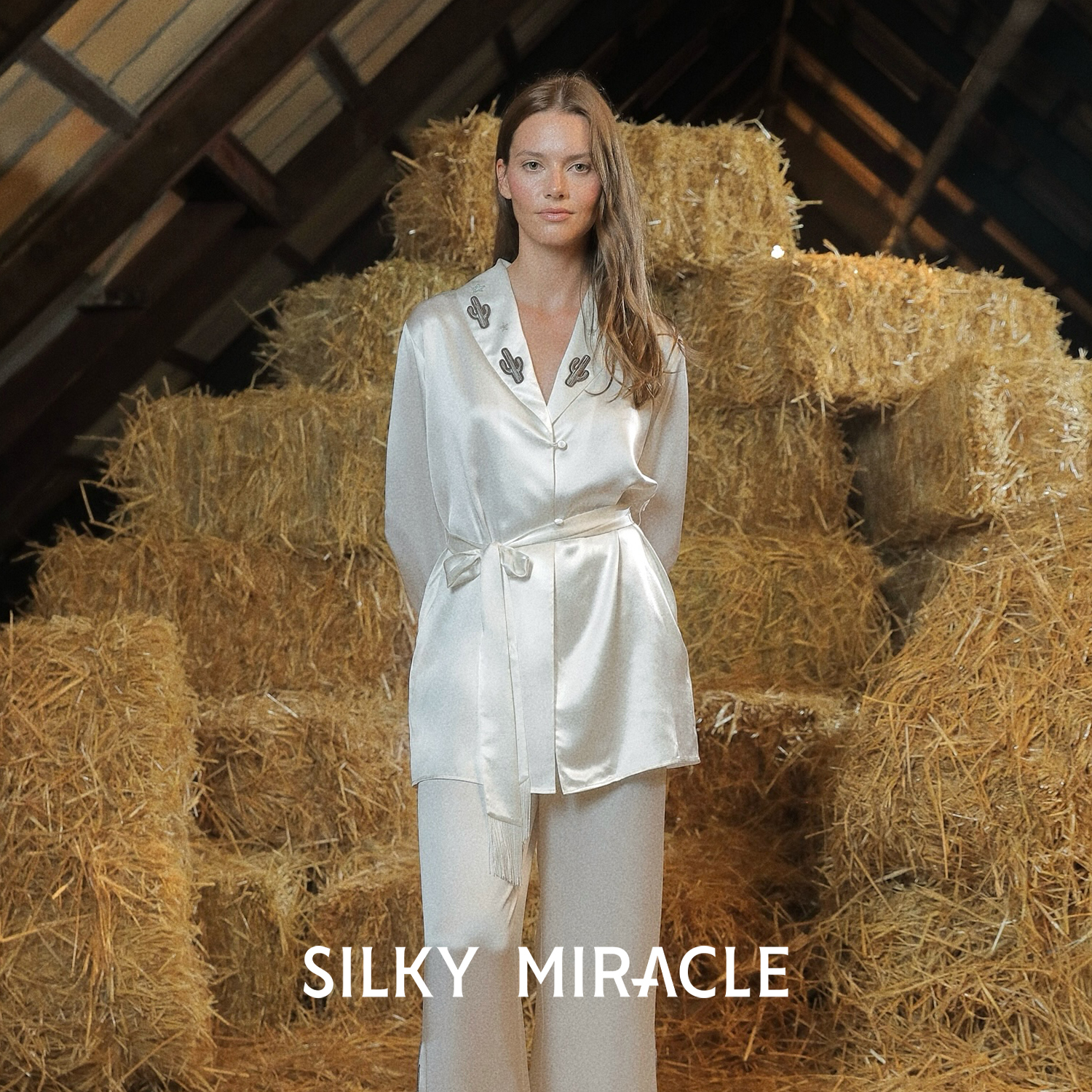 SILKYMIRACLE真丝流苏刺绣睡衣