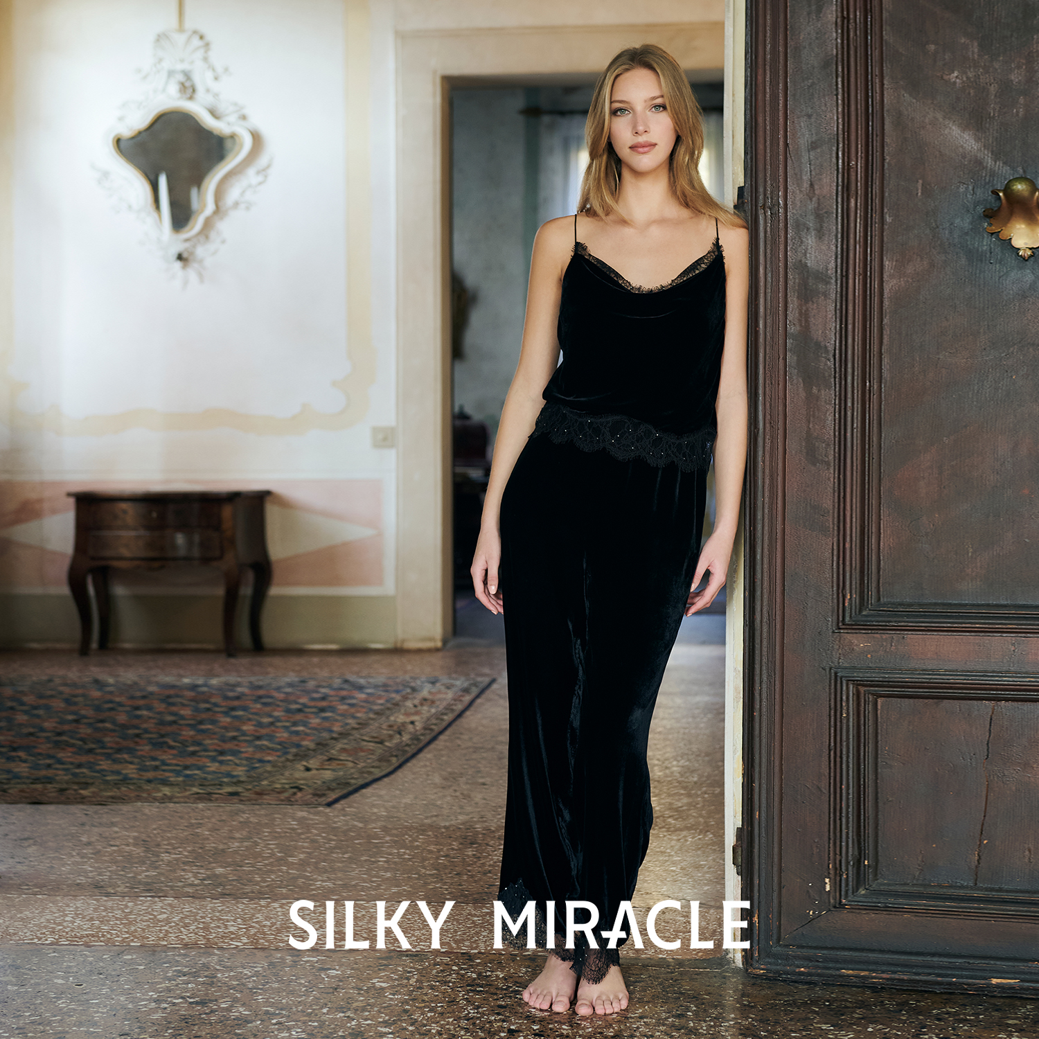 SILKYMIRACLE女丝绒真丝吊带