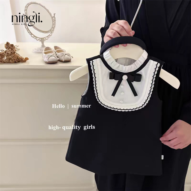 韓國童裝高定女童小香風(fēng)禮服裙2025夏新款生日演出表演背心公主裙