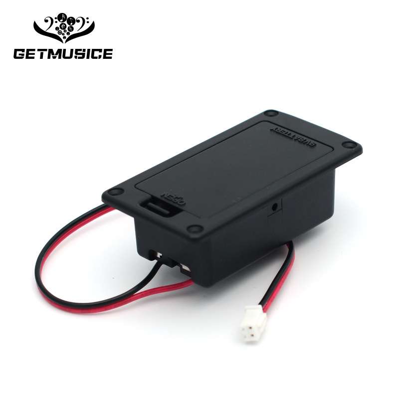 9V主动拾音器电吉他电池盒电池仓 9V贝司吉他电池盒带弹片红黑线