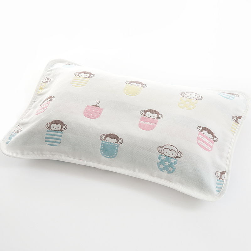 WBZ7儿童枕套三层纯棉纱布婴幼儿夏季透气小号枕头套柔软吸汗一条