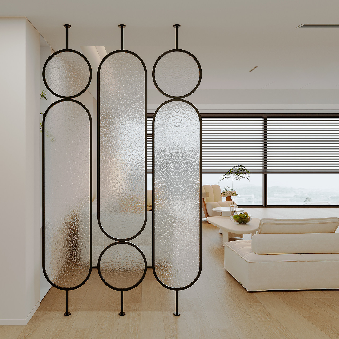 新型入户正对门玻璃屏风隔断墙客厅2026新款办公卧室餐饮轻奢玄关