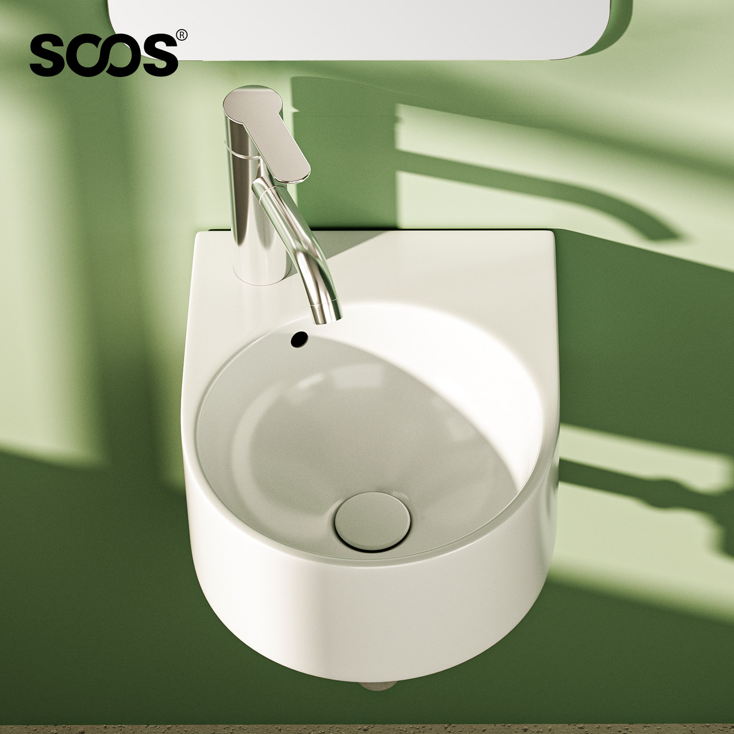 SOOS 小户型挂盆G3070 洗手盆 墙排/地排 壁挂一体浴室洗脸盆龙头,家装主材,挂墙式洗脸盆,淘宝优惠券,粉丝福利购,淘宝优惠卷