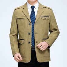 潮流中老年人春秋季 中年西装 领夹克爸爸 冬天春天上衣服外套男装