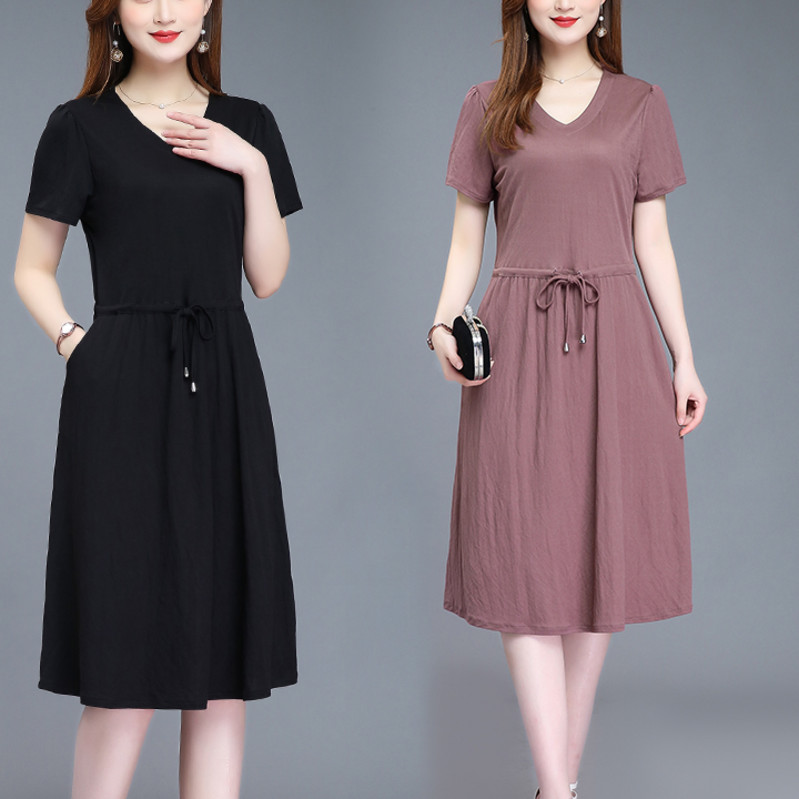 中年人妇女nv夏天30妈妈阿姨穿40到45至50岁母亲60一套衣服裙子。95.00元包邮