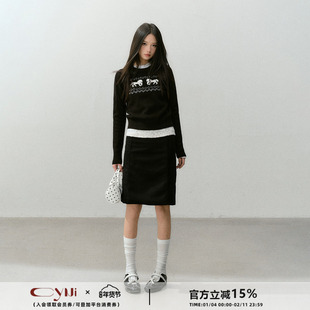 CyNi【雪驭云筏】复古费尔岛小马设计感圆领套头针织衫毛衣显瘦