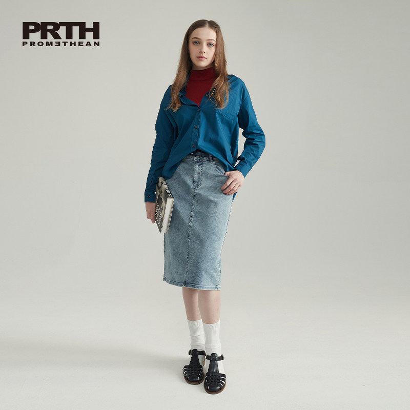 PRTH直筒休闲a字牛仔裙