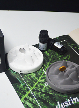 中式无火香薰精油扩香石车载禅意山水摆件雪松净化空气桌面装饰