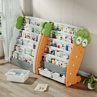 儿童书架收纳架宝宝绘本架落地书柜置物架玩具整理收纳柜小型家用
