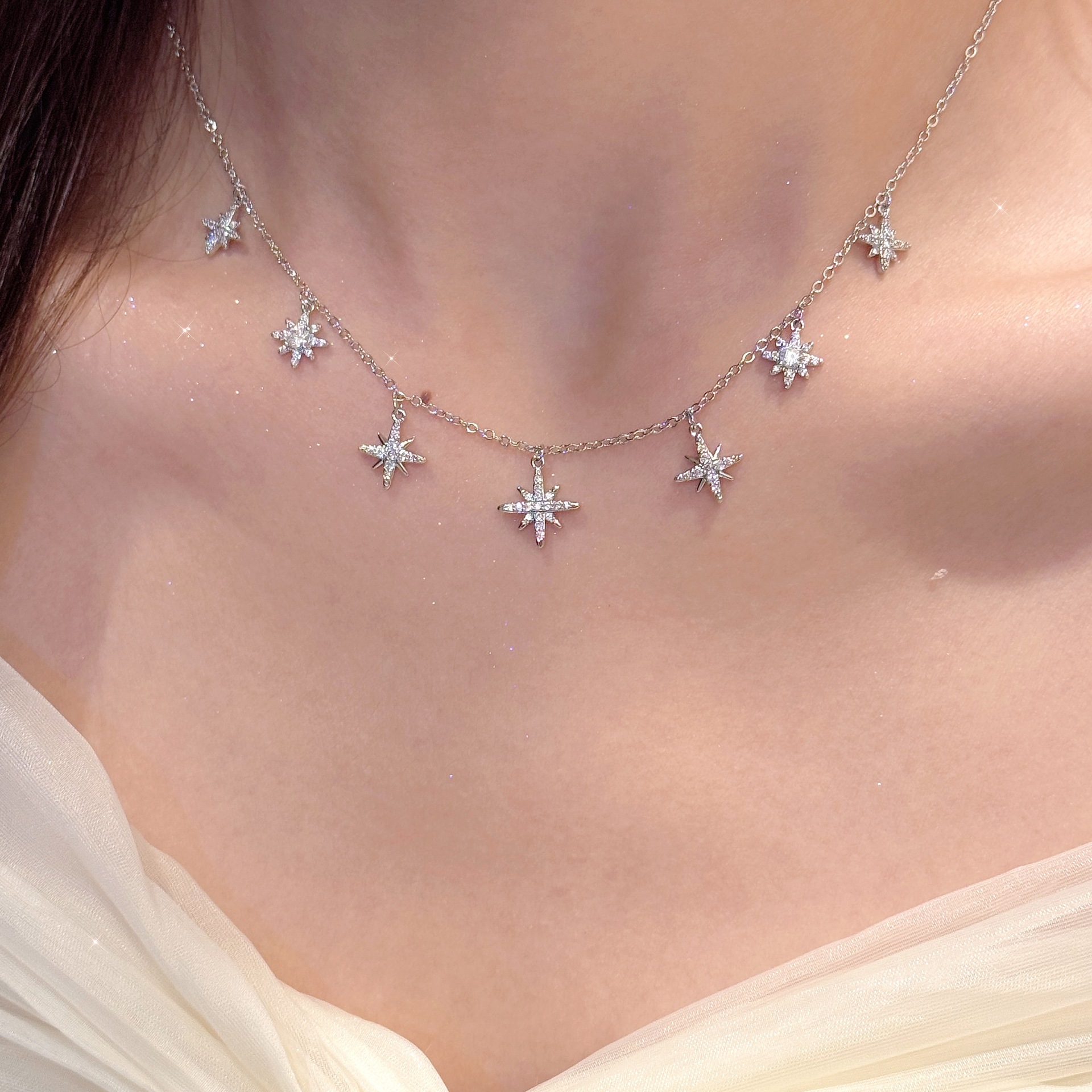 日本品质欧美六芒星项链时尚轻奢高级感锁骨链法式饰品女小众百搭