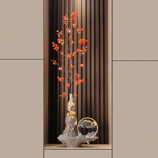 石来运转细长玄关流沙画摆件客厅电视柜壁龛花边高档乔迁开业礼物