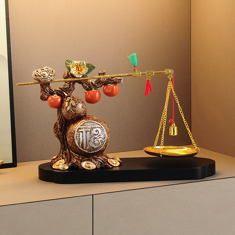 柿柿事事称心如意葫芦摆件客厅玄关电视柜装饰品乔迁新居开业礼物