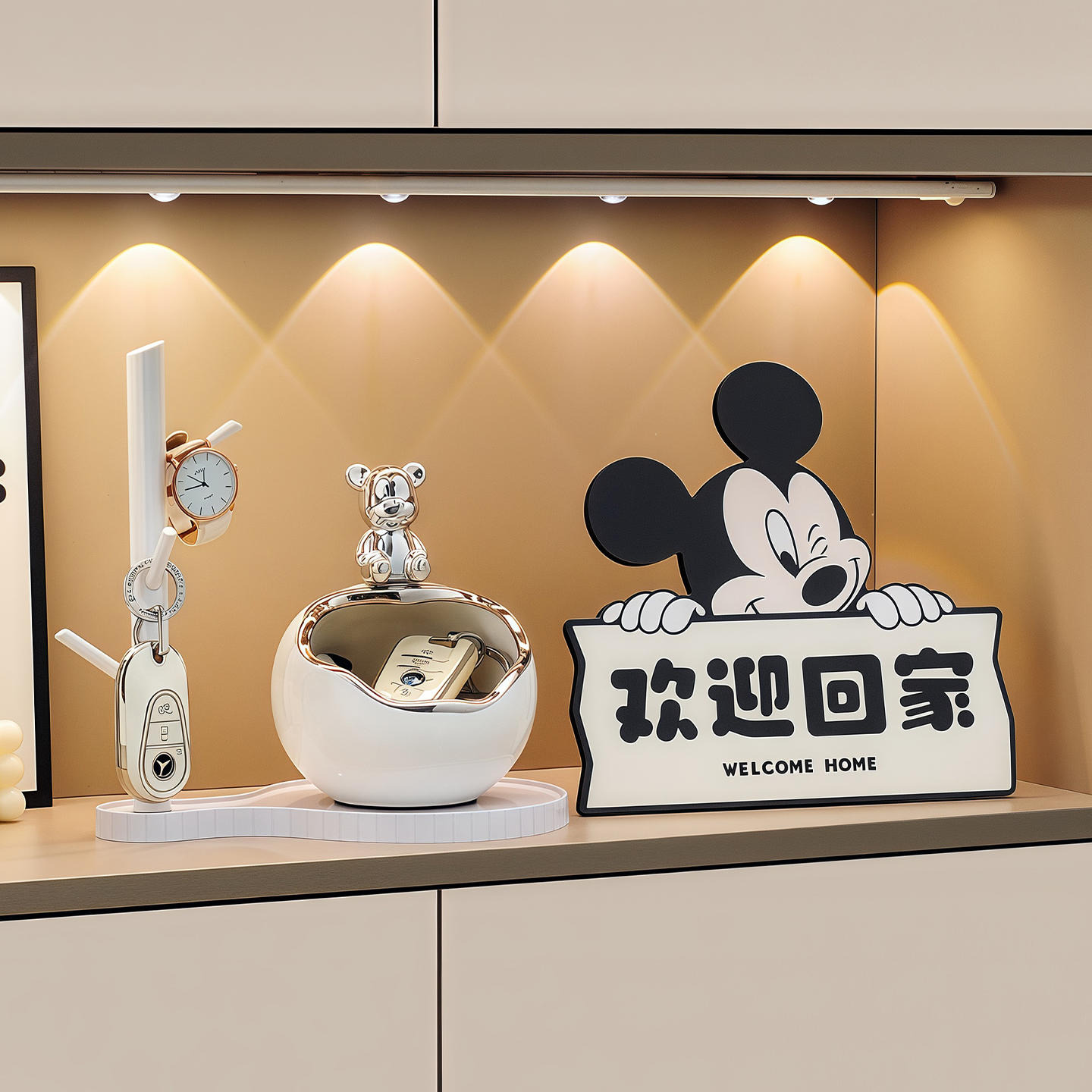 创意家居钥匙收纳入户玄关布置摆件鞋柜置物架好客厅桌面新房装饰