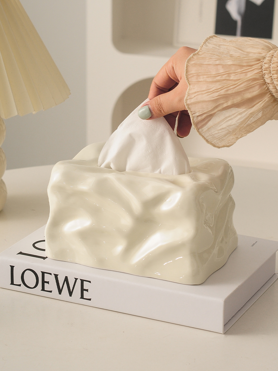 轻奢创意纸巾盒轻奢风抽纸盒高级感家用客厅茶几ins陶瓷餐巾纸盒