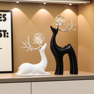 高级感水晶福鹿装 饰摆件轻奢客厅玄关桌面酒柜摆件电视柜乔迁礼品