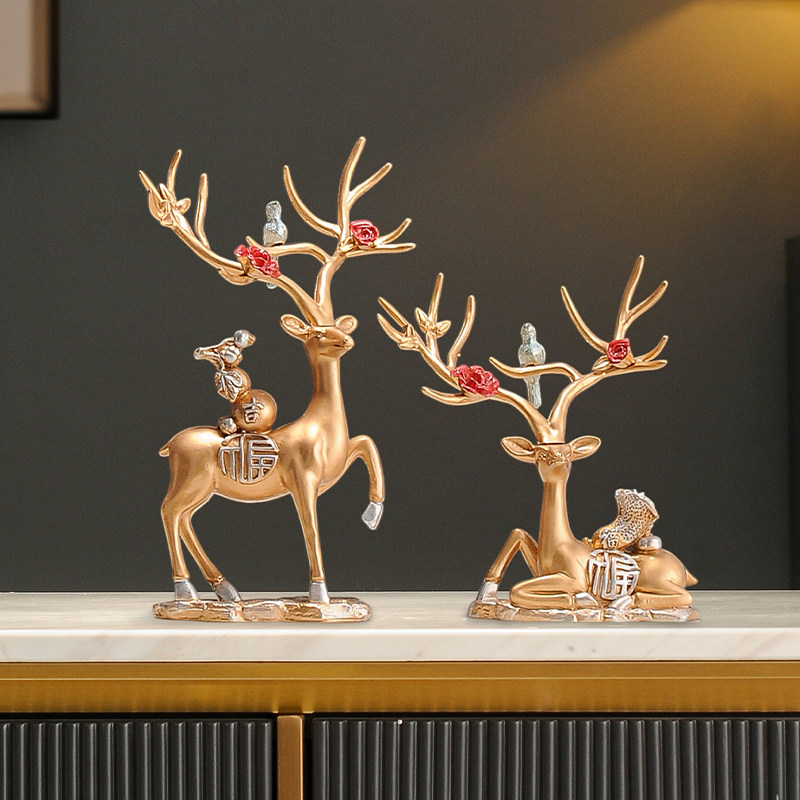 招财鹿摆件高端大气酒柜电视柜玄关客厅工艺品装饰品乔迁新居礼品,家居饰品,装饰摆件,淘宝优惠券,粉丝福利购,淘宝优惠卷