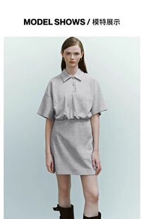 SH&UR2026夏季新款女装休闲翻领半开襟刺绣收腰连衣裙UYY760015+