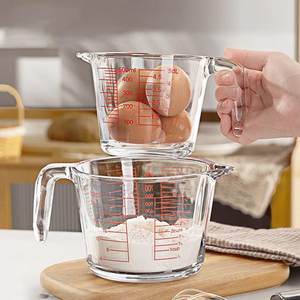 量杯带刻度玻璃耐高温大容量食品级毫升计量水杯1000ml烘焙打蛋杯