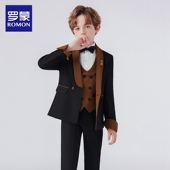罗蒙儿童西装 花童礼服男童西服外套帅气走秀主持人钢琴演出服 套装