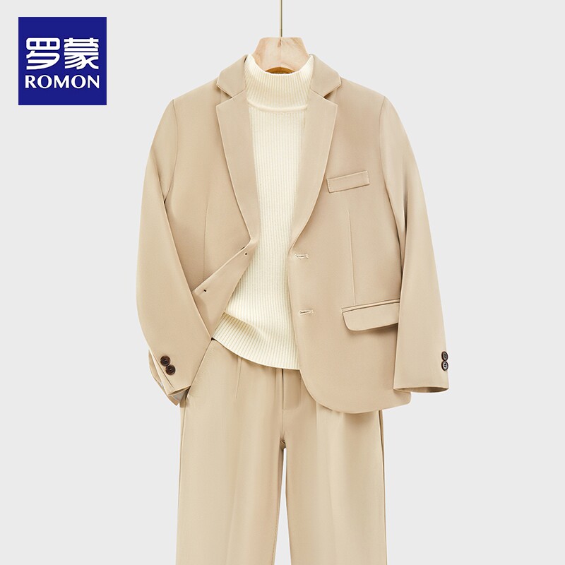 罗蒙儿童休闲西装套装男童礼服主持人韩版西服痞帅花童钢琴演出服