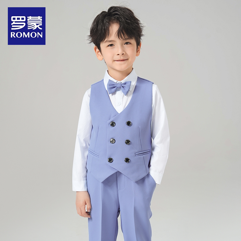 罗蒙男童礼服套装英伦风小主持人礼服花童男孩生日西服儿童演出服