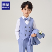 罗蒙儿童西装 男童花童礼服走秀小西服男孩帅气钢琴英伦演出服 套装