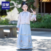 汉服中秋节国风古装 儿童新中式 演出服 2026新款 罗蒙女童马面裙套装