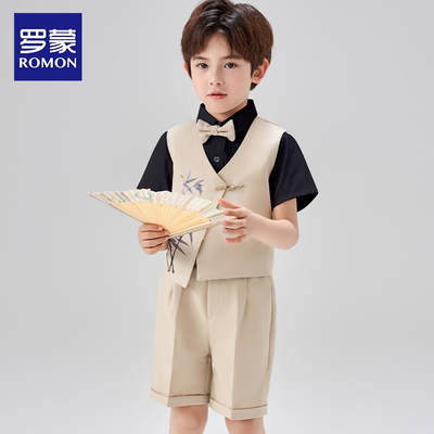 男童礼服新中式马甲儿童西装套装