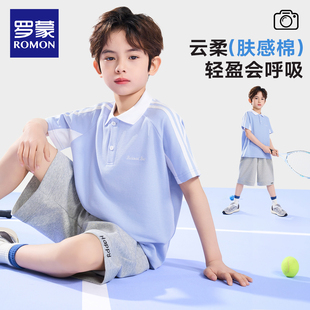 罗蒙男童polo衫短袖T恤儿童半袖2026夏款新款中大童刺绣上衣潮