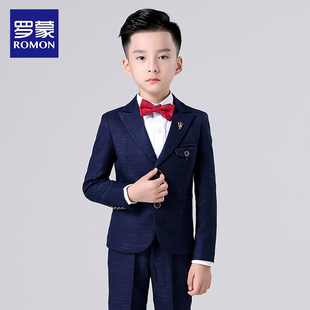 罗蒙儿童西装礼服帅气英伦花童套装男童西服中大童男孩钢琴演出服