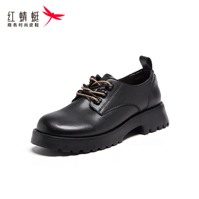 REDDRAGONFLY/红蜻蜓双绑带复古方跟厚底耐磨乐福鞋女鞋B4101701