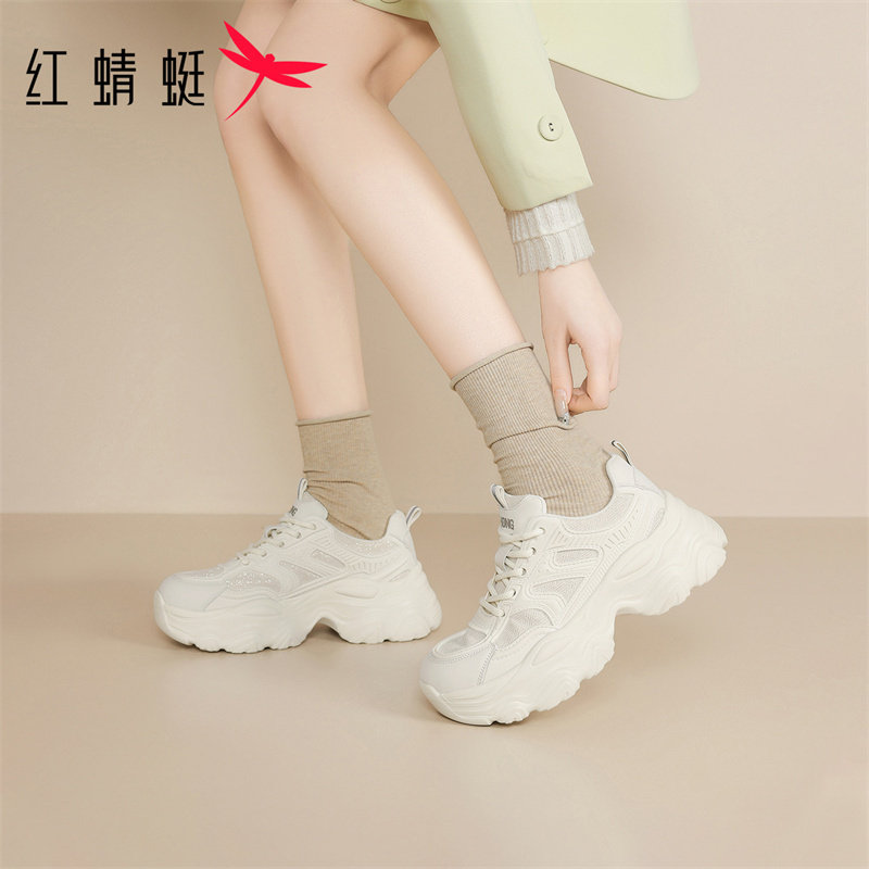 红蜻蜓老爹鞋新款春季运动鞋增高