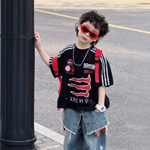 儿童t恤短袖2026新款男童夏装纯棉衣服男孩薄款痞帅酷帅上衣潮