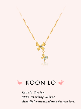 「比翼蝴蝶」999纯银项链原创